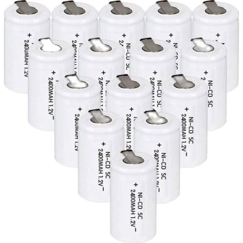 MJKAA 15Pcs SC 2400mAh 1.2V NI-CD Rechargeable Battery Sub C 22*42 Batteries for Makita Dewalt Bosch Electric Drill Screwdriver