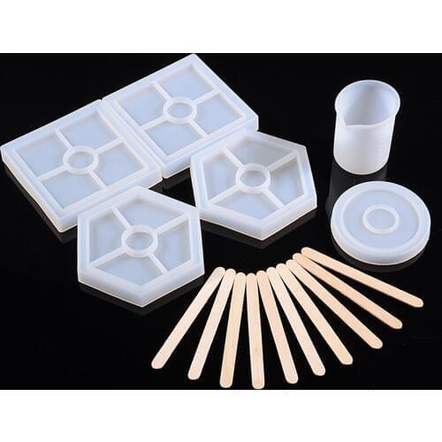DIY Coaster Resin Molds Epoxy Casting Silicone Molds For Coaster Making Model Flexible Multi Jewelry Clay Handcraft Tool Supplie