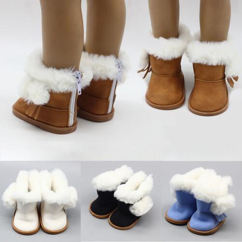18 Inch Girls Dolls Fur Snow Boots Shoes For Doll Accessory Baby Doll Winter Shoes Girl Gift