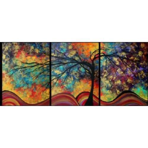 3pcs Hand Painted Oil Painting- Modern Canvas Art Wall Decor- Go Forth