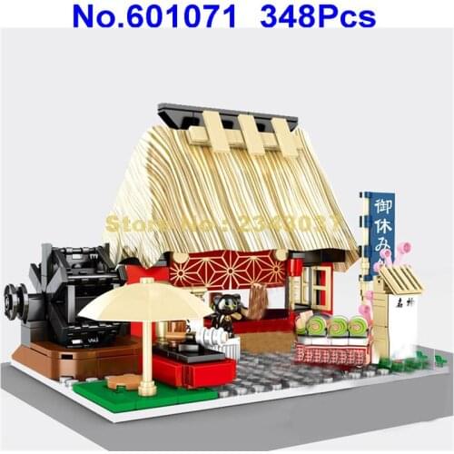 601071 348pcs Urban Street View Japanese Tea Ceremony House 3 Building Block Toy