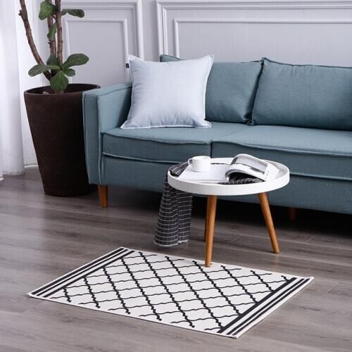 60X90cm Nordic Geometric Black and White Area Rugs Living Room Bedroom Carpet Minimalist Modern Floor Rug Bedside Hallway mats