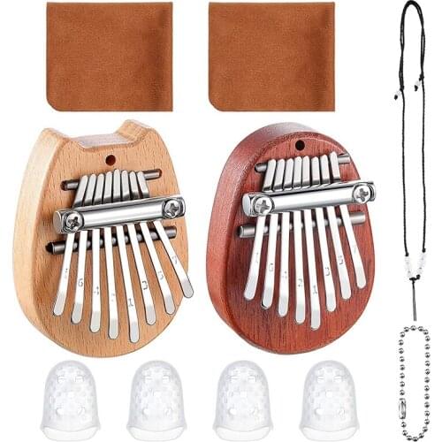 8 Keys Mini Kalimba Thumb Piano Finger Piano Set with Lanyard and Finger Protector,for Kids and Adults Beginners
