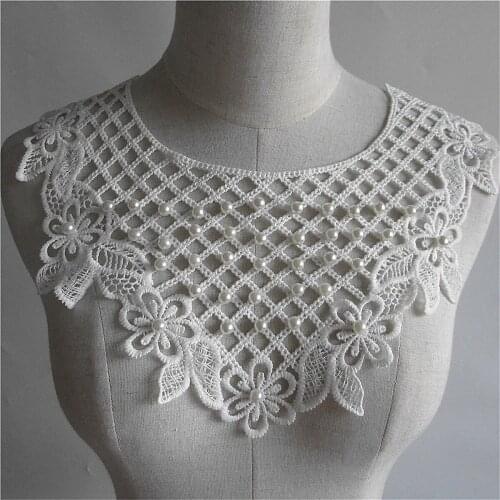 Applique Embroidery Fabric Dress Lace Craft Material Sewing Trim Neck Collars