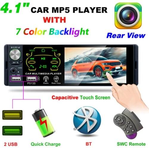 Ai CAR FUN 2021 4.1 Inch 1 DIN Car Radio With HD Touch Screen Support Bluetooth Two USB Port Radio Camera For Car MP5 P5135