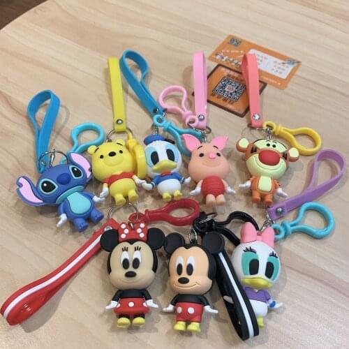 Disney Mickey Minnie Stitch Keychain Women Lovely Key Chain Bag Pendant Key Ring For Women Kids Girls Toy Gift
