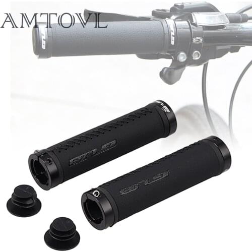 AMTOVL Pair Mountain Road Cycling Bike Bicycle MTB Handlebar Cover Grips Microfiber Leather Anti-slip Handle Grip Lock Bar End