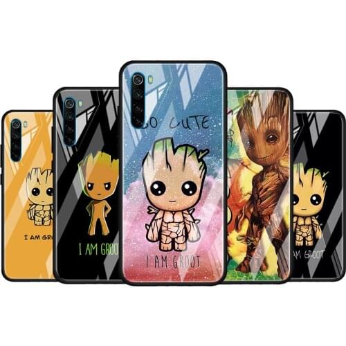 Marvel Groot Art for Xiaomi Redmi K40 K30 K20 Pro Plus 9C 9A 9 8A 7 Luxury Shell Tempered Glass Phone Case Cover