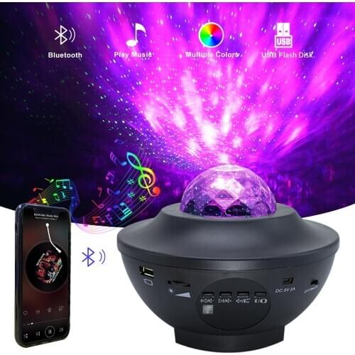 Colorful Starry Sky Projector Blueteeth USB Voice Control Music Player LED Night Light Romantic Projection Lamp Birthday Gift