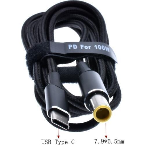 65W 90W Laptop Power Adapter Connector USB Type C to 7.9*5.5mm Male Plug Charging Cable Cord for Lenovo T60 T60p T61 T61p X60