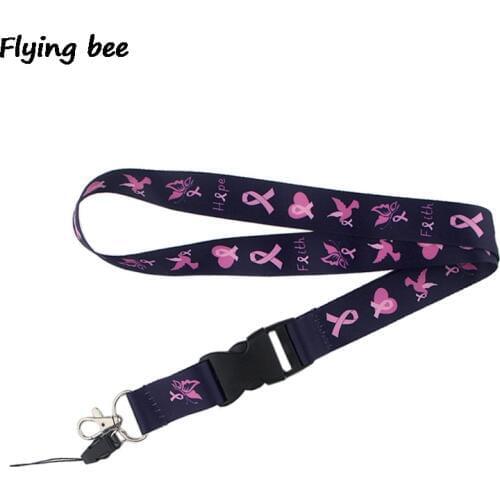 Flyingbee Breast cancer prevention Phone Lanyard Women Fashion Keychain Strap Neck Lanyards for ID Card Phone Keys X0521
