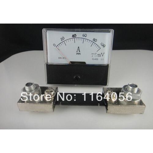 Analog Amp Panel Meter Current Ammeter DC 0-100A Shunt
