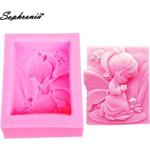 Sophronia S006 Angel Girl Silicone Soap Cake Mold Fondant Cake Decorating Tools Chocolate Clay Candy Mould 9.2*7.4*3cm