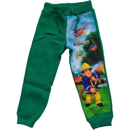 ÇEA-İTS Male Child Green Firefighter Fireman Sam Digital Printed Cotton Sweatpants 450532131