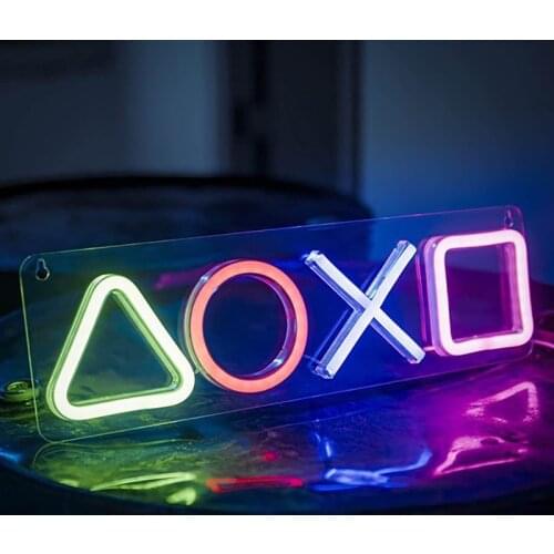 Game Controllers Gamepad Keys Neon Sign RGB Lamp Bed Room Colorful Table Desk Decoration USB LED Party Wall Hanging Night Lights
