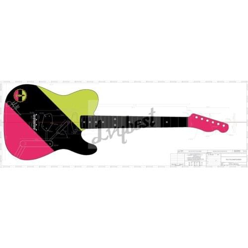 Electric guitar customized order,Own designed decal on body top and back,spcial fingerboard inlay,pink headstock,free shipping