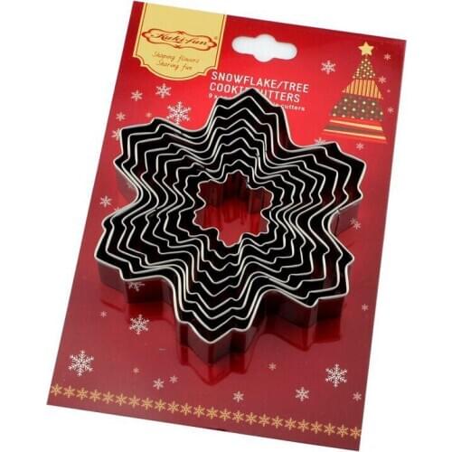 Luyou 9pcs/set Snowflake Christmas Cookie Tools Cutter Mould Biscuit Press Icing Set Stamp Mold Cake Decorating Tools FM1754