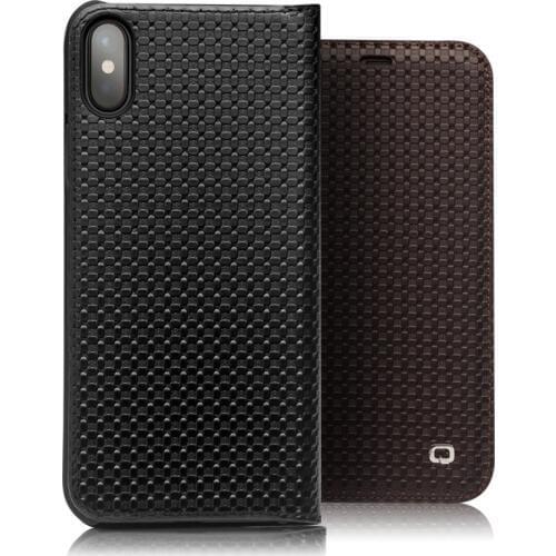 QIALINO Fashion Genuine Leather Case for iPhone X Handmade Flip Bag Cover for iPhone X Luxury Ultra Slim Flip Case for 5.8 inch