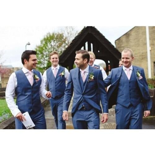 Mens Suits Groom Tuxedos Groomsmen Wedding Party Dinner Best Man Suits Blazer Custom Made (Jacket+Pants+Vest+Tie) NO:716