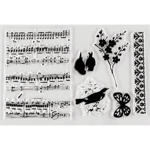 Sheet Music Background Stamps Cling Scrapbooking Decorative Stamp Papercraft