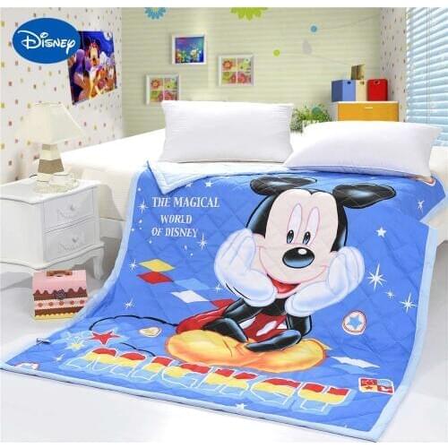 3D Disney Cartoon Mickey Mouse Printed Quilts Comforters Bedding Cotton Cover 150*200cm Size Soft Summer Boys Baby Bedroom Blue