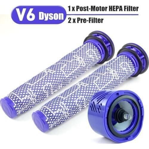 3pcs/set Pre & Post-Motor HEPA Filter Kit for Dyson V6 DC59 Vacuum Cleaner Parts fit part DY-96674101 & DY-96566101