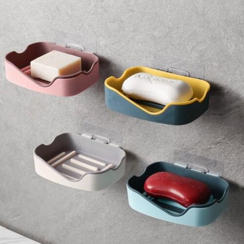 Wall Suction Soap Shelf Non-marking Paste Draining Soap Dish Holder Non-jamming Bathroom Storage Rack Storage Accessories