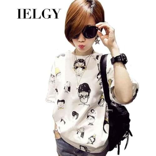 IELGY New shirt womens Korean version of the loose thin short-sleeved t-shirt cartoon student half-sleeved T-shirt honey