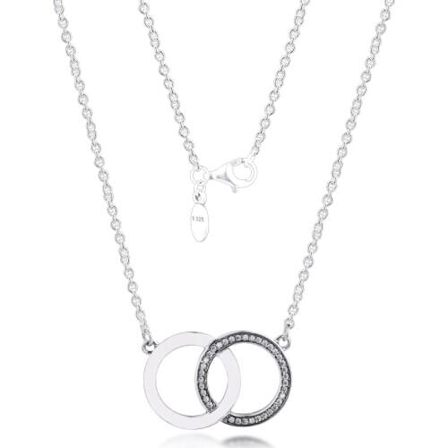 Necklace Collares 925 Sterling Silver Jewelry Circles Chain Women Bijoux Femme Choker Collier Necklaces
