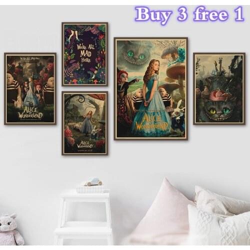 Alice In Wonderland Kraft Paper Posters Prints Wall Art Picture Modern Home Decoration