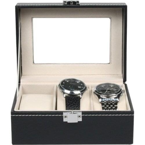 Luxury Watch Box 3 Grids Slots PVC Leather Case Jewelry Storage Organizer Elegant Watches Collection gifts Organizer caja reloj