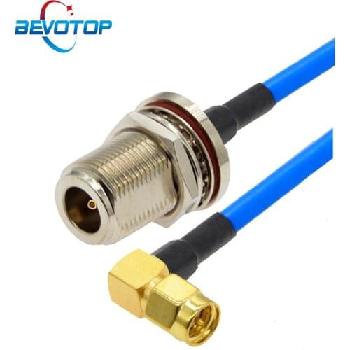 Waterproof N Female to SMA Male Right Angle RG402 Cable Semi-Flexible 50 Ohm Pigtail RF Jumper Radio Antenna Extension Cord