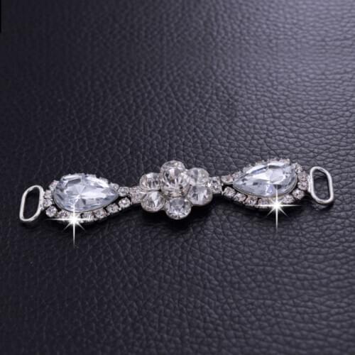 DIY 10pcs Glass Rhinestones Exquiste Plum blossom Strass Buckle Copper Chain Fit For Swimming Wear Bridal Dress Bikini Connector