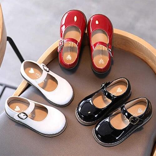 Spirng Autumn Girls Shoes Patent Leather Mary Janes Shoes Black White Princess Shoes Baby Kids Child Red Flats Casual Shoes 1-7y