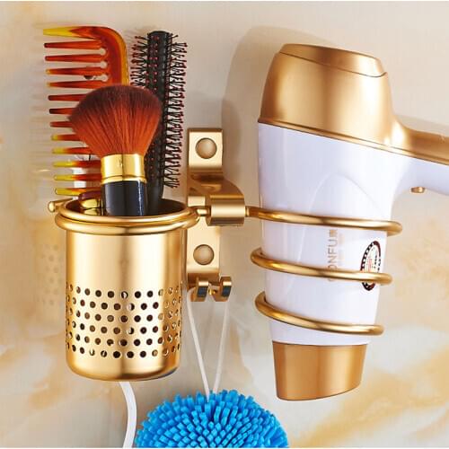Hair dryer rack space aluminum rack barber shop wall hanging home bathroom shelf European style pendant