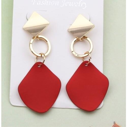 Korean Styles Rhombus Sequin Hanging Earrings for Women Geometric Metal Square Dangle Earring Jewelry Punk Christmas Gift