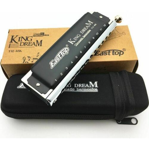 East top 12 Holes Harmonica Chromatic 48 Tone Harp Instrumentos Mouth Organs Harmonica Blues Musical Instruments EastTop T1248K