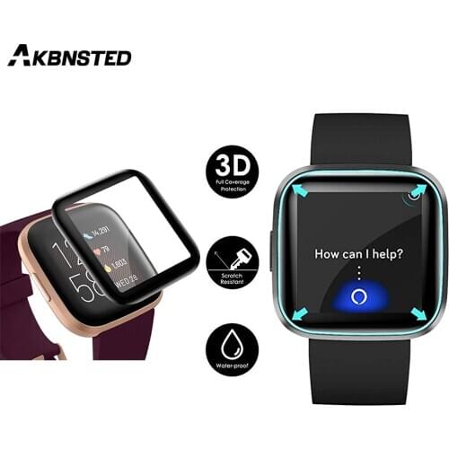 AKBNSTED 3D HD Hot Bending Film Watch Protective Film For Fitbit Versa/Versa 2/Versa Lite Smart Watch Screen Black Edge Film