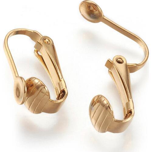 10pc Vacuum Plating 304 Stainless Steel Clip-on Earring Clips Ear Findings No Piercing for Earrings Jewelry Making 16x7.5x10mm