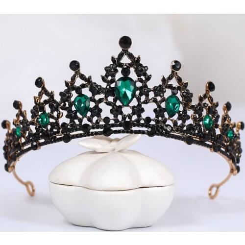 Green Crystal Crown Bride Hair Accessories Rhinestone Crystal Wedding Accessories Crown Tiara Headpiece