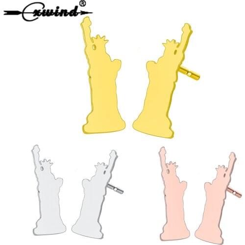 Cxwind Stainless Steel Statue of Liberty Stud Earrings for Women Girls New York Earring Jewelry gaia earrings Accessories Gifts