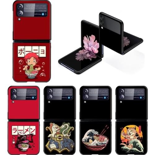 Great Ramen Wave Japan Totoro Hard PC Phone Case For Samsung Galaxy Z Flip 3 Z Flip3 5G ShockProof Back Cover Fundas