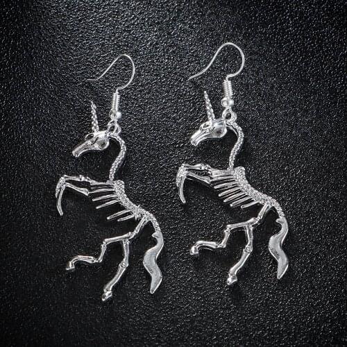 Fashion Punk Earrings Skeleton Horse Big Drop Earrings For Women Wedding Jewelry Gift 2019 New