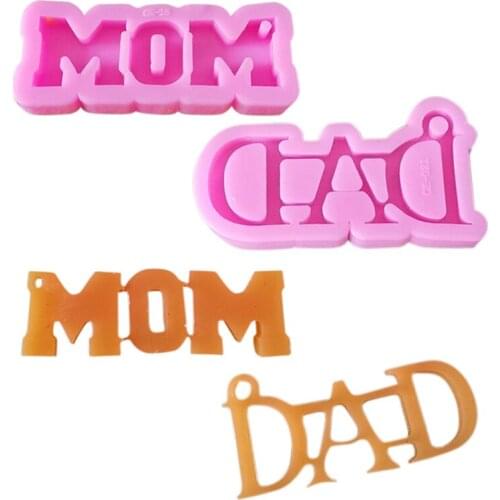 1Pc New MOM/DAD Resin Silicone Mold Keychain Pendant UV Epoxy DIY Craft Mould For Make Necklace Jewelry Pendants