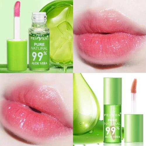 1pcs Moisturizing Aloe Vera Lip Gloss Temperature Color Change Care Lip Balm Waterproof Long Lasting Makeup Liquid Lipsticks