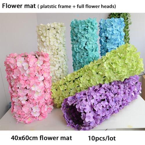 10pcs/lot flower mat artificial flower heads and hydrangea flower wall for wedding backdrop decoration 40x60cm