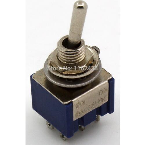10pcs/lot MTS-202 perforate diameter 6 mm self-lock 6 pin ON-ON DPST 2 positions toggle switch