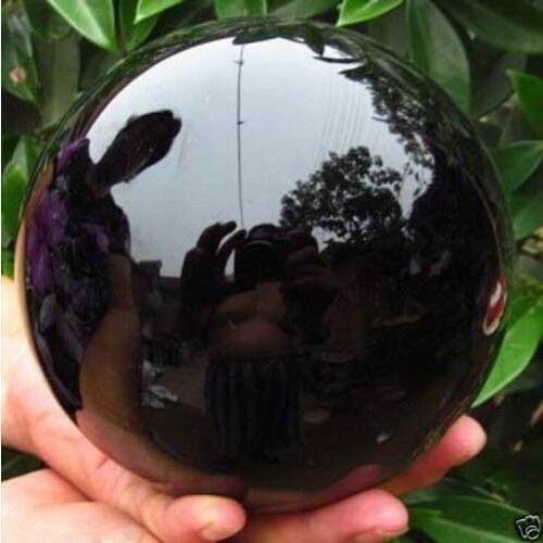 100MM+stand- Natural Black Obsidian Sphere Large Crystal Ball Healing Stone