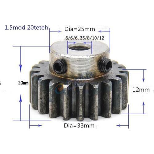 2pcs Tooth quenching Spur Gear pinion 1.5M 20T 1.5 mod gear rack 20teeth bore 6-15mm spur gear precision 45 steel cnc pinion