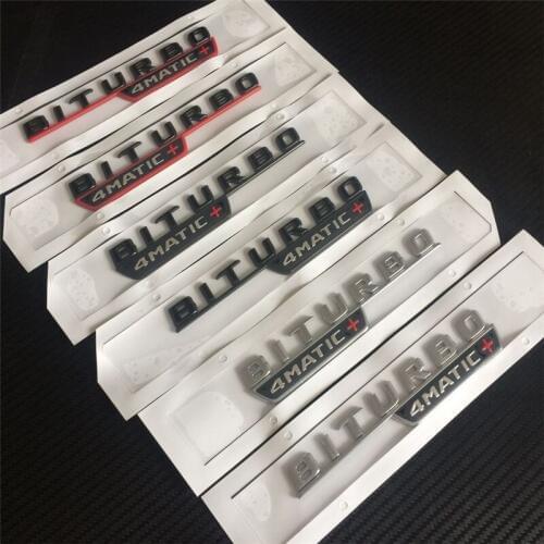 20pcs New Car Styling ABS Silver Black Red 3D BITURBO 4MATIC+ Rear Boot Trunk Badge Emblem